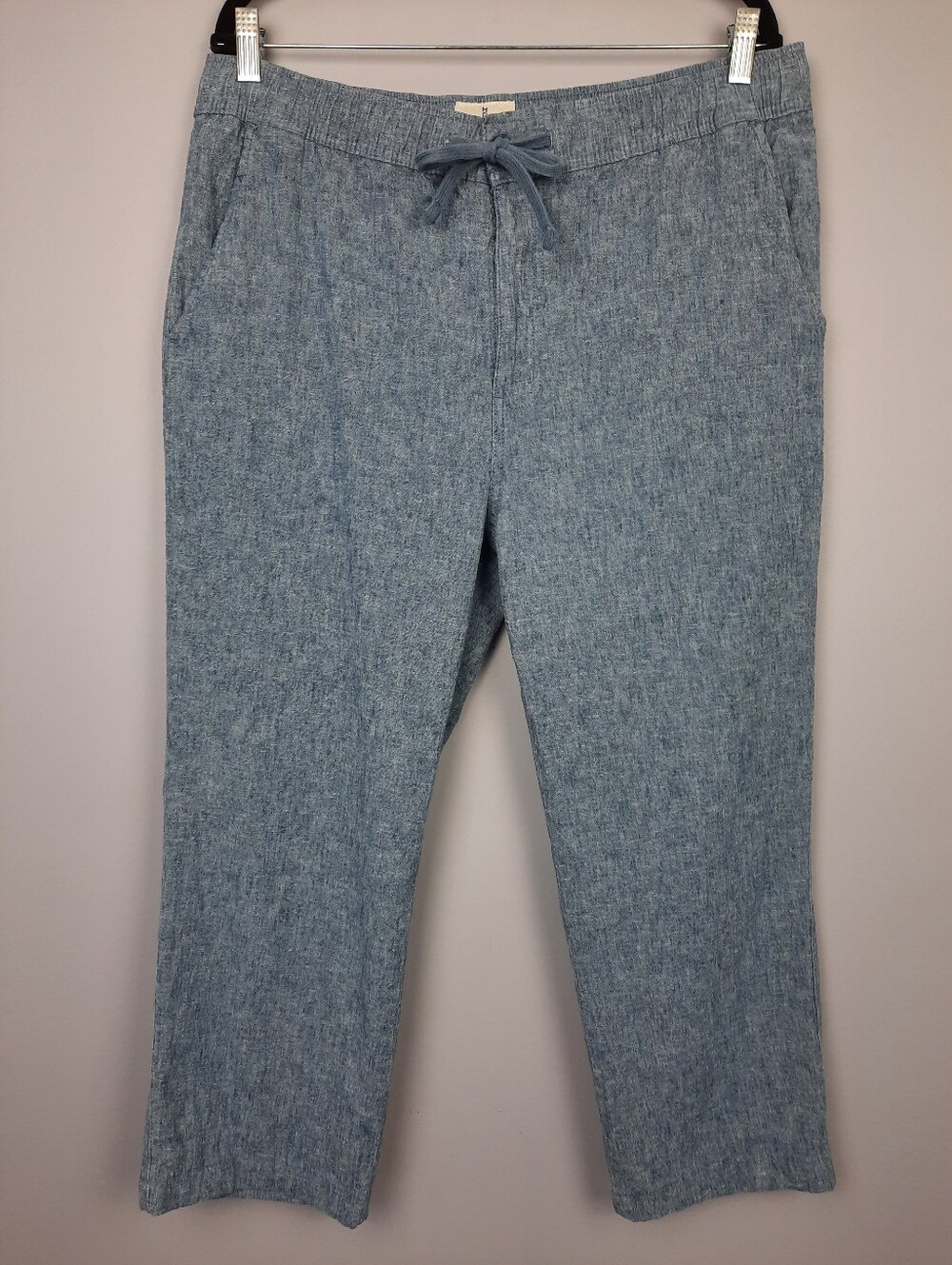 Mutual Weave The Relaxed Men's Chambray Blue Cotton Linen Cropped Pants Large